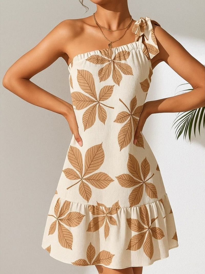 Kadın Elbise Yaprak Desenli